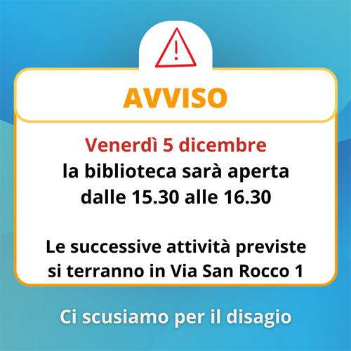 Variazioni apertura Biblioteca Comunale