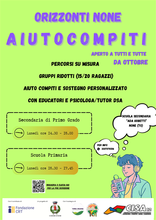 Avvio del servizio aiuto compiti del lunedì
